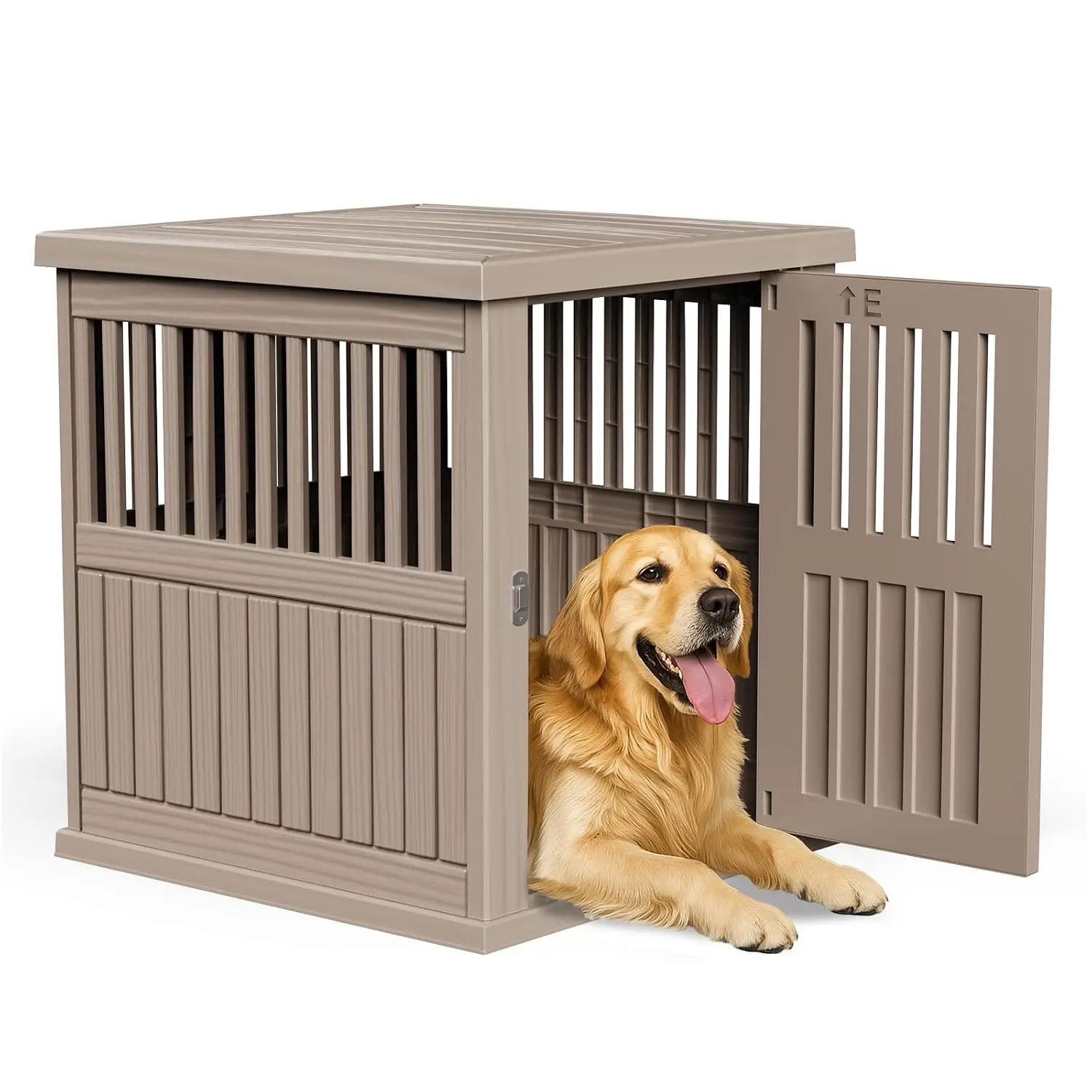 Durable Dog Crate Furniture with Lockable Door Indoor Dog House for Small Medium Large Dogs Light Brown Large, Customized