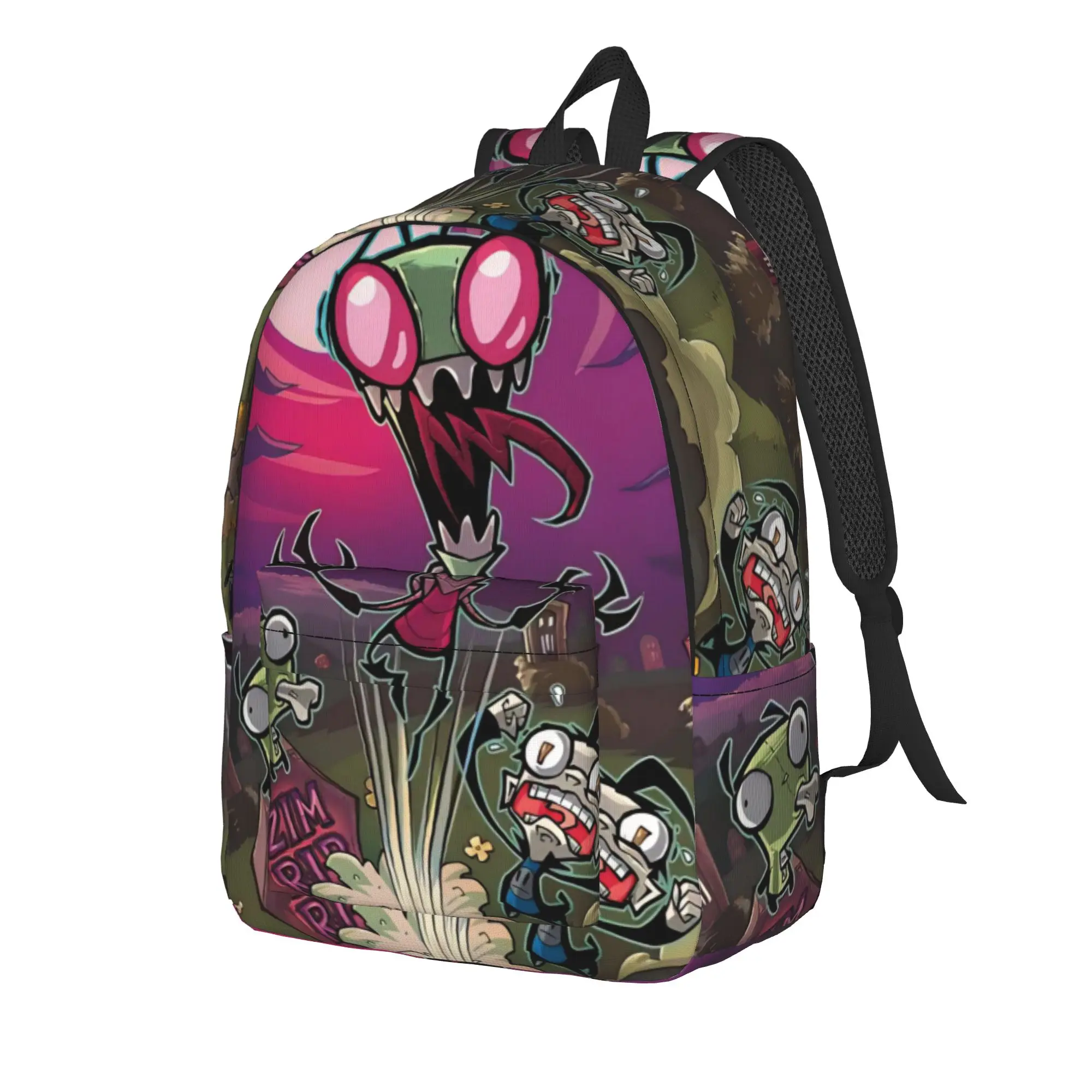 Invader Zim Gir Dib Robot Backpack Teen American Animated Backpacks Polyester Kawaii School Bags Trekking Colorful Rucksack