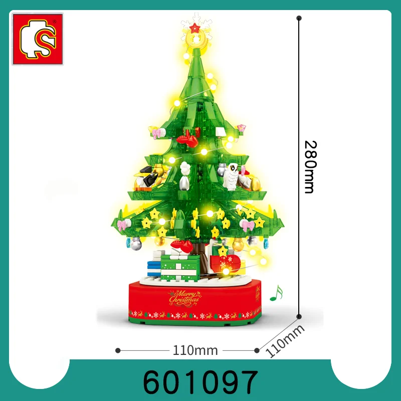 Christmas Tree Building Blocks Music Box, Festive atmosphere sense，Christmas Tree Gift Toys for Boys Girls Adults, Perfect Choic