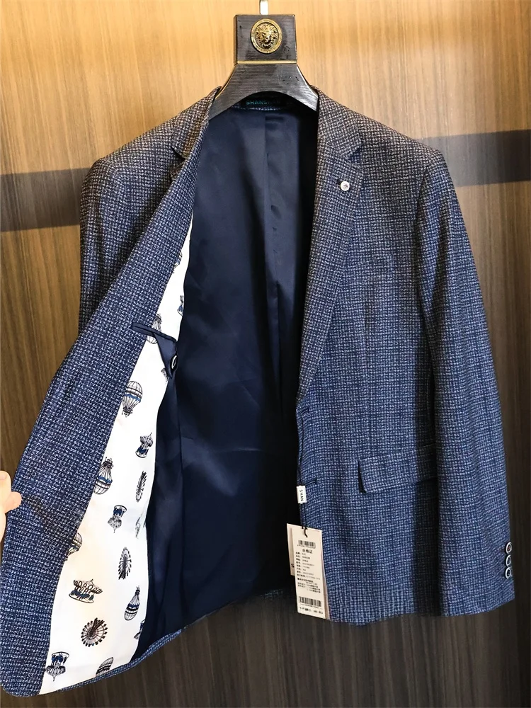 Fashionable Casual Men's Soft Floral Pattern Suit Jacket Autumn Season Standard Fit Two Button Placket Urban Style Comfortabl...
