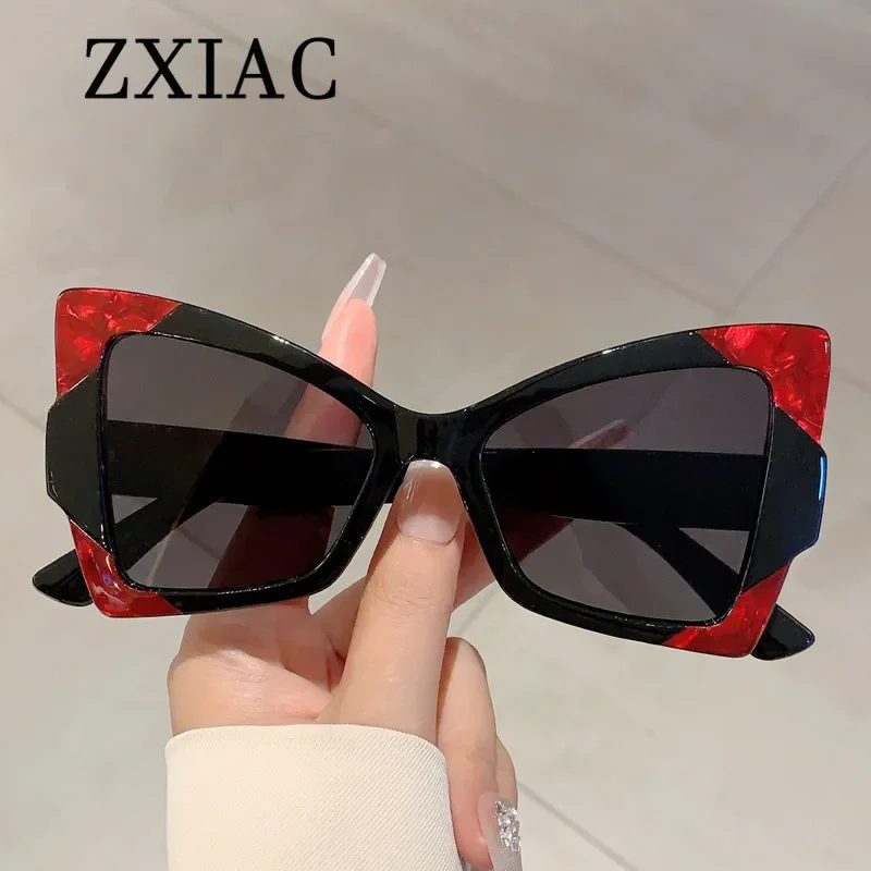 ZXIAC Fashion Retro Cat Eye Women Sunglasses Brand Design Colorful Patterns Trendy Sun Glasses Unique Party High Quality Shades