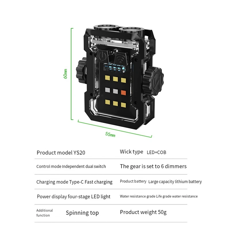 Mini lámpara de llavero multifuncional recargable, batería de larga duración, luz de advertencia brillante, linterna portátil para exteriores, duradera