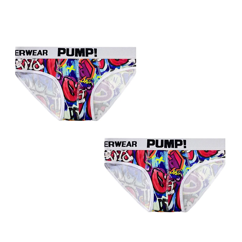 1PC Sexy Men Underwear Funny Briefs Underpants Graffiti Panties Jockstrap Low Waist Butt Lifter Male Underwear MP223