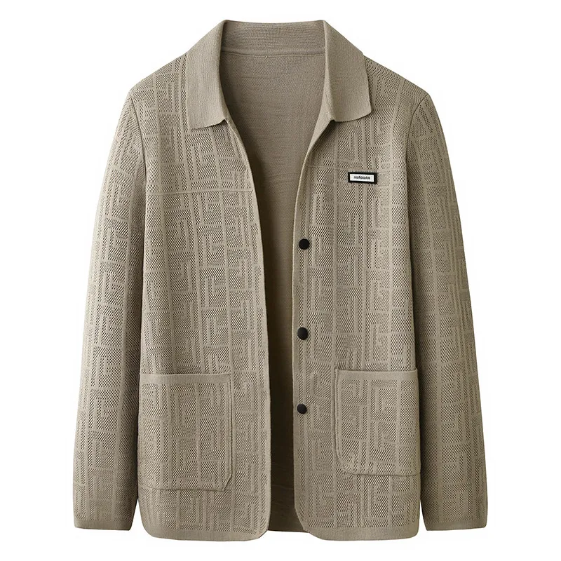 

Высококачественный мужской вязаный свитер, модная повседневная осенняя верхняя одежда, открытый кардиган, полиэстер, вискоза, нейлоновая смесь, стандартный крой