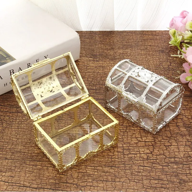 Vintage Transparent Jewelry Storage Box Necklace Earrings Ring Crystal Gem Jewelry Organizer for Women Jewelry Display Case