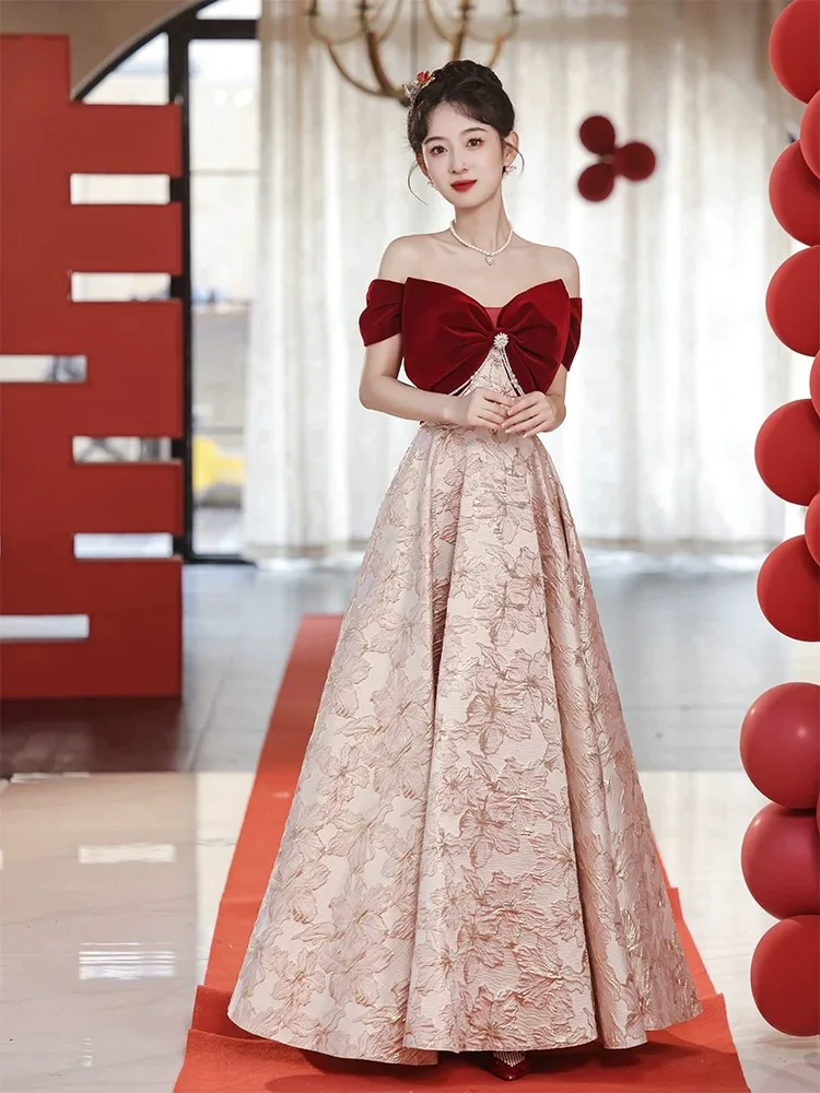 Toast No. 2 Evening Dress Bride 2024 New Wedding One Shoulder Summer Engagement Dress Female High-end Summer