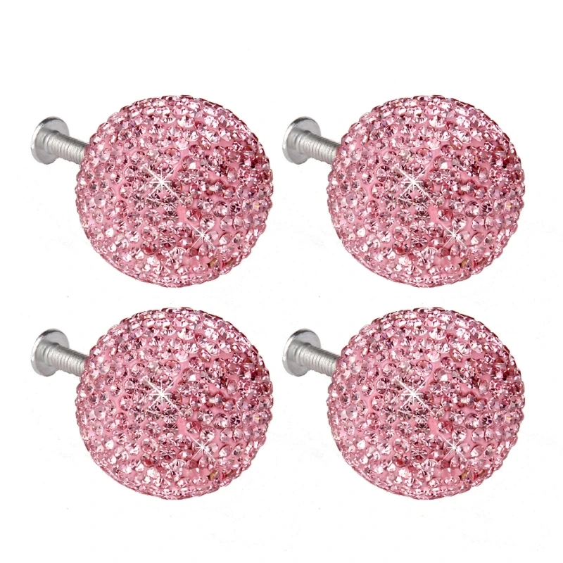 Y6GD 4Pcs Sparkling Rhinestones Cabinet Knob Drawer Pulls for Cupboard Wardrobe