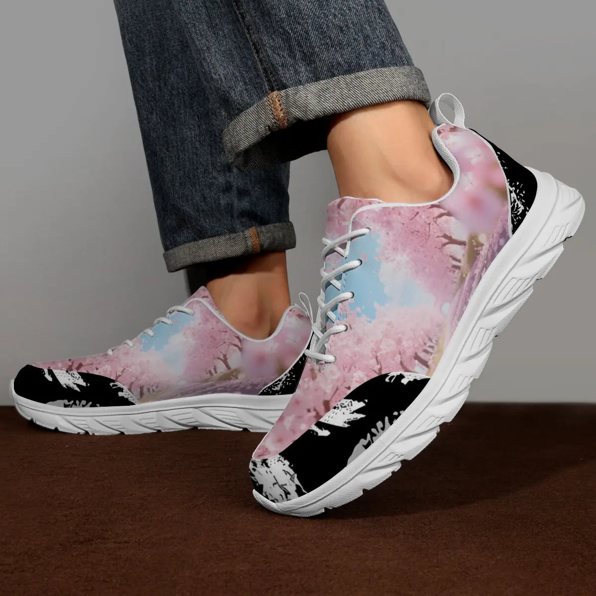 

New Summer Casual Running Shoes Feature A Breathable Lightweight Fabric Rose Cherry Blossom Graffiti Design Niche Sports Shoes