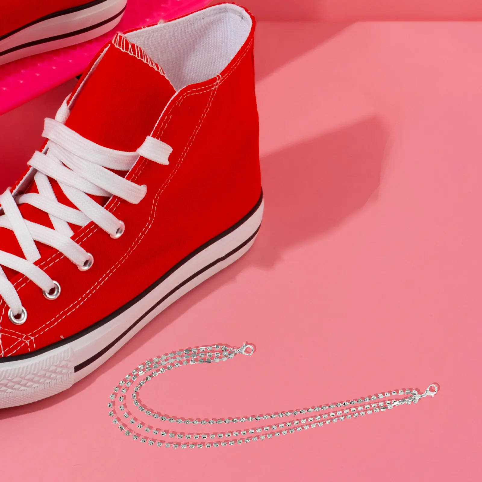 1Pair Multi Layer Shoe Chain Rhinestone Shoe Charm for Women Boot Chains Shoelace Charms Western Cowgirl Style Bling Chain