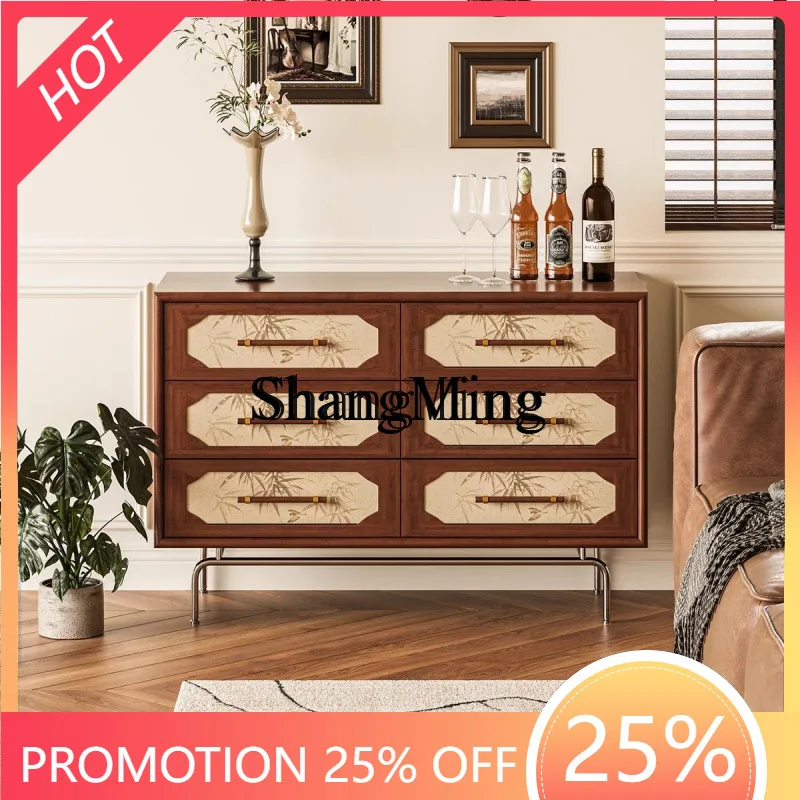 

SM medieval style solid wood chest cabinet living room bedroom art style locker removable storage cabinet