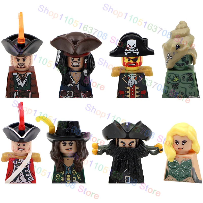 Classic Movie Figures Pirates of the Caribbean Mini Building Blocks Jack Sparrow Davy Jones Accessories Children's Toys KSZ515