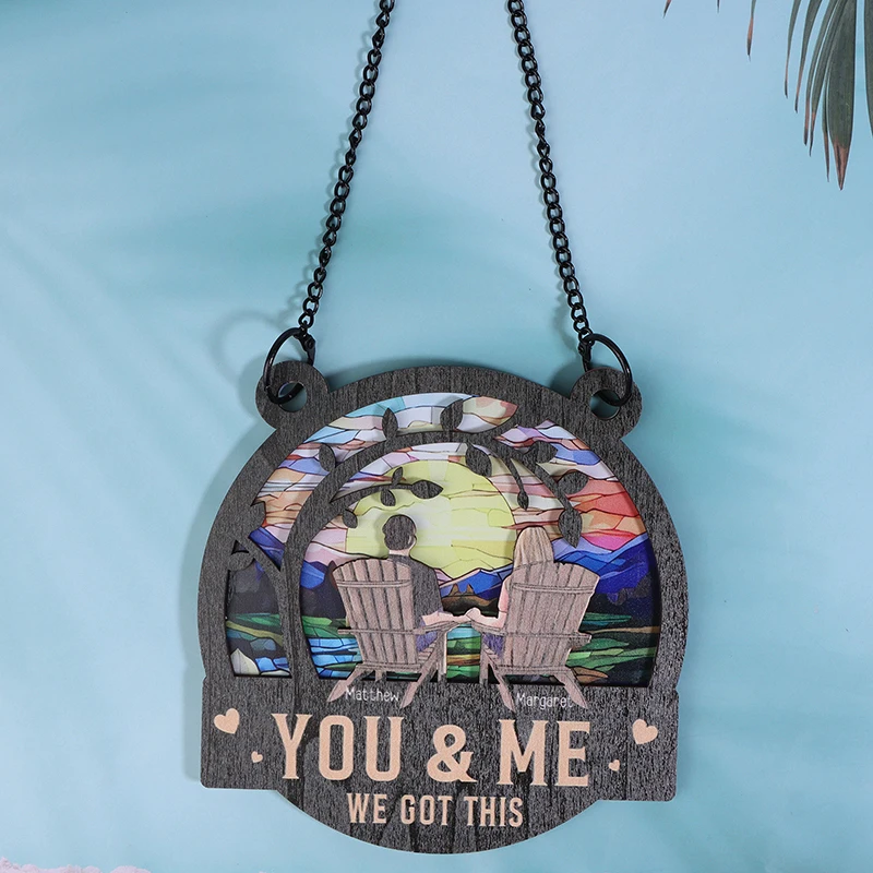 Personalized Window Hanging Ornament You & Me We Got This, Suncatcher Ornament Gifts For Girlfriend, Boyfriend, Housewarming Cou