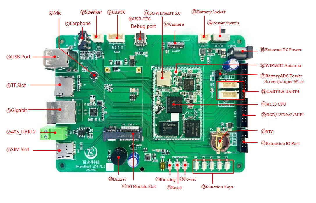 Helperboard A133 development board support android and linux ubuntu qt xfce smart board linux board embedded