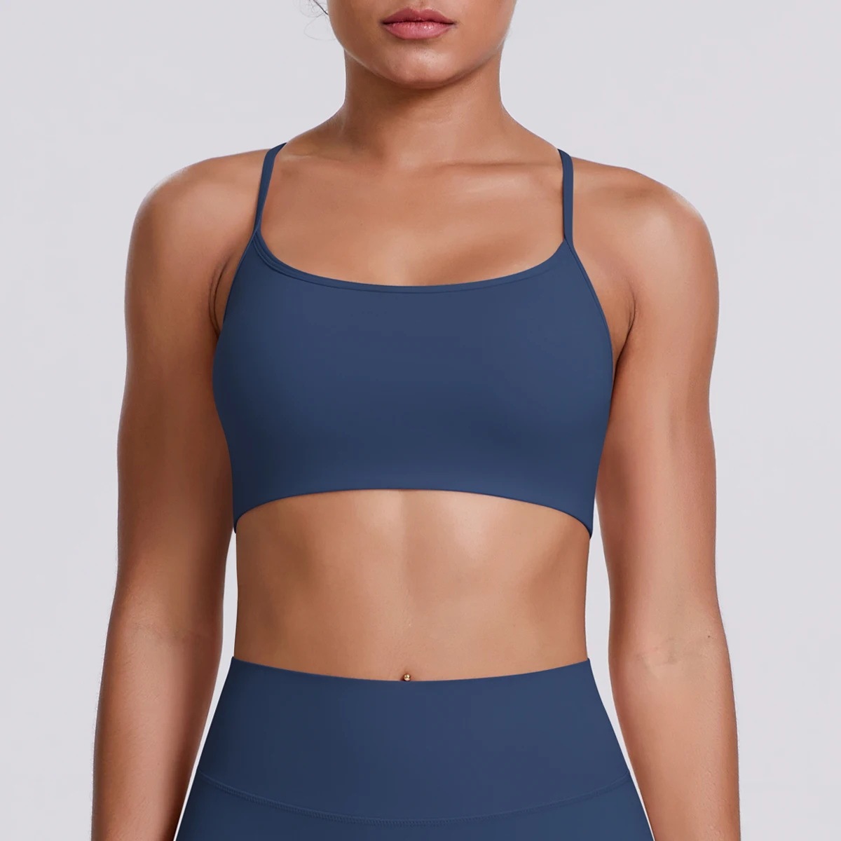 Yoga Bra Women Fitness Crop Top Shockproof Sports Bras Solid Color Nylon Yoga Bra Gym Sports Crop Tops Women Breathable Sports