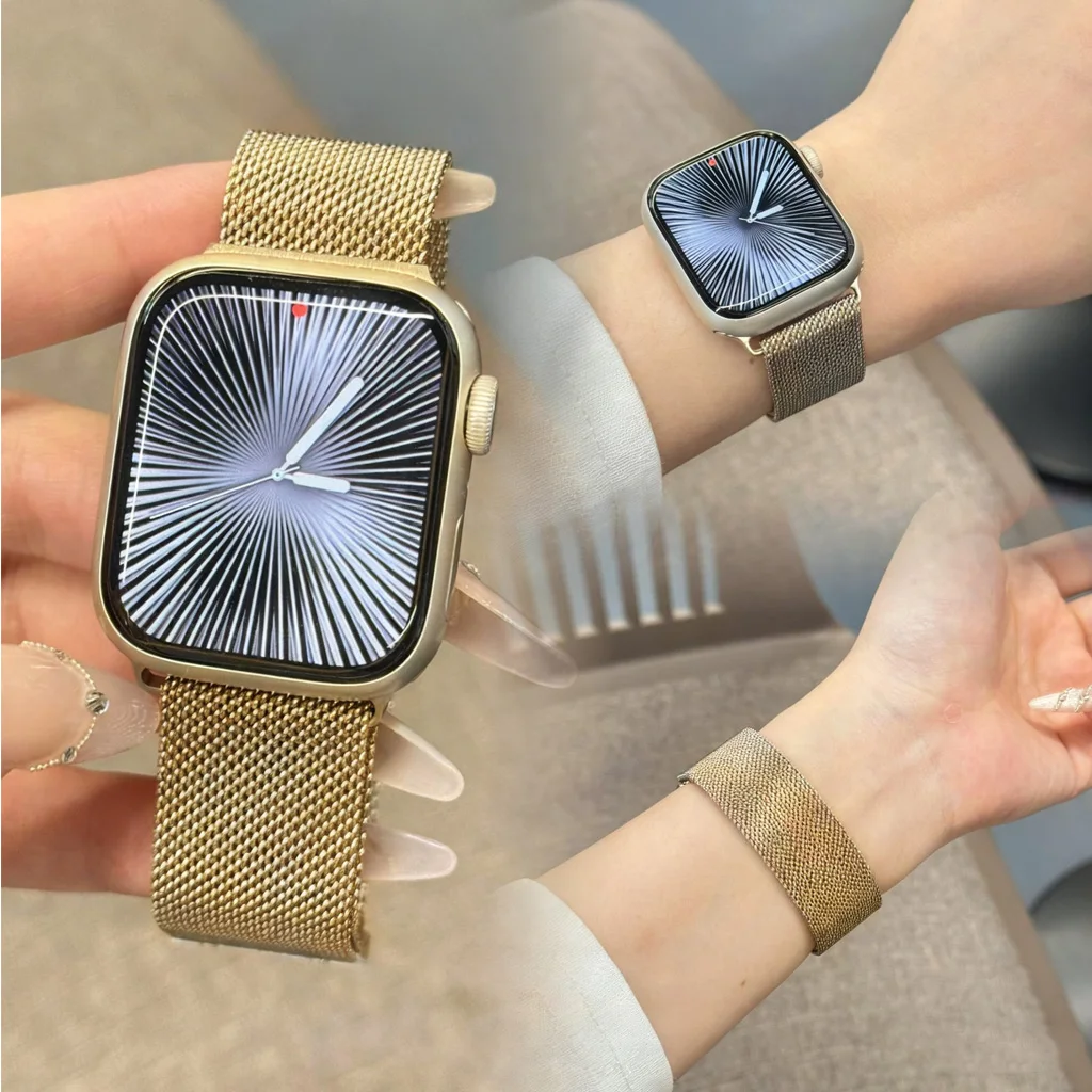 حلقة ميلانو لساعة أبل S11 10 42 مللي متر 46 مللي متر 45 مللي متر 44 مللي متر 40 مللي متر 41 مللي متر الأشرطة سوار iwatch سلسلة 8 7 6 5 4 3 SE 9 Ultra 2-3 49 مللي متر