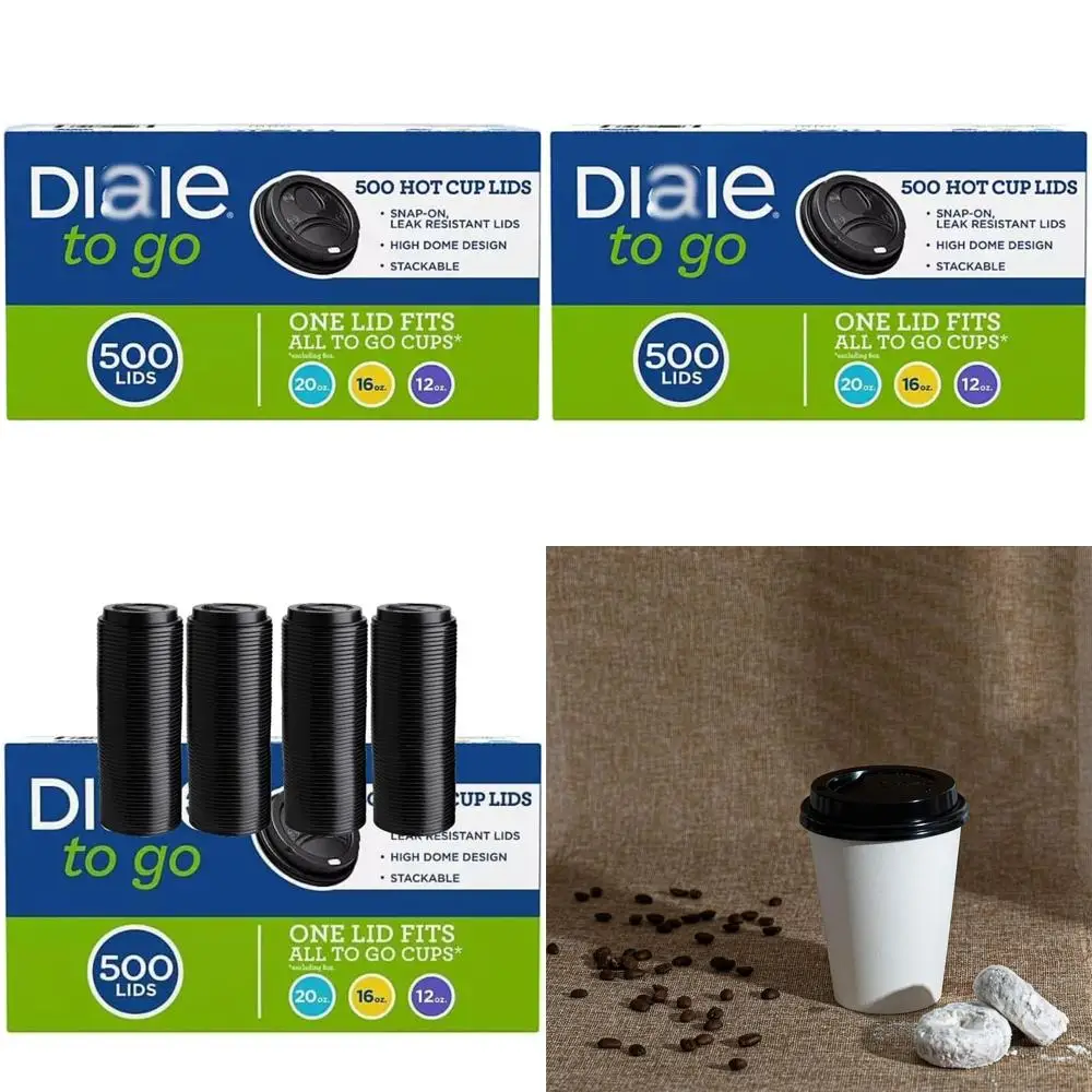 

12-20oz Disposable Plastic Hot Cup Lids, 500 Pack, Black