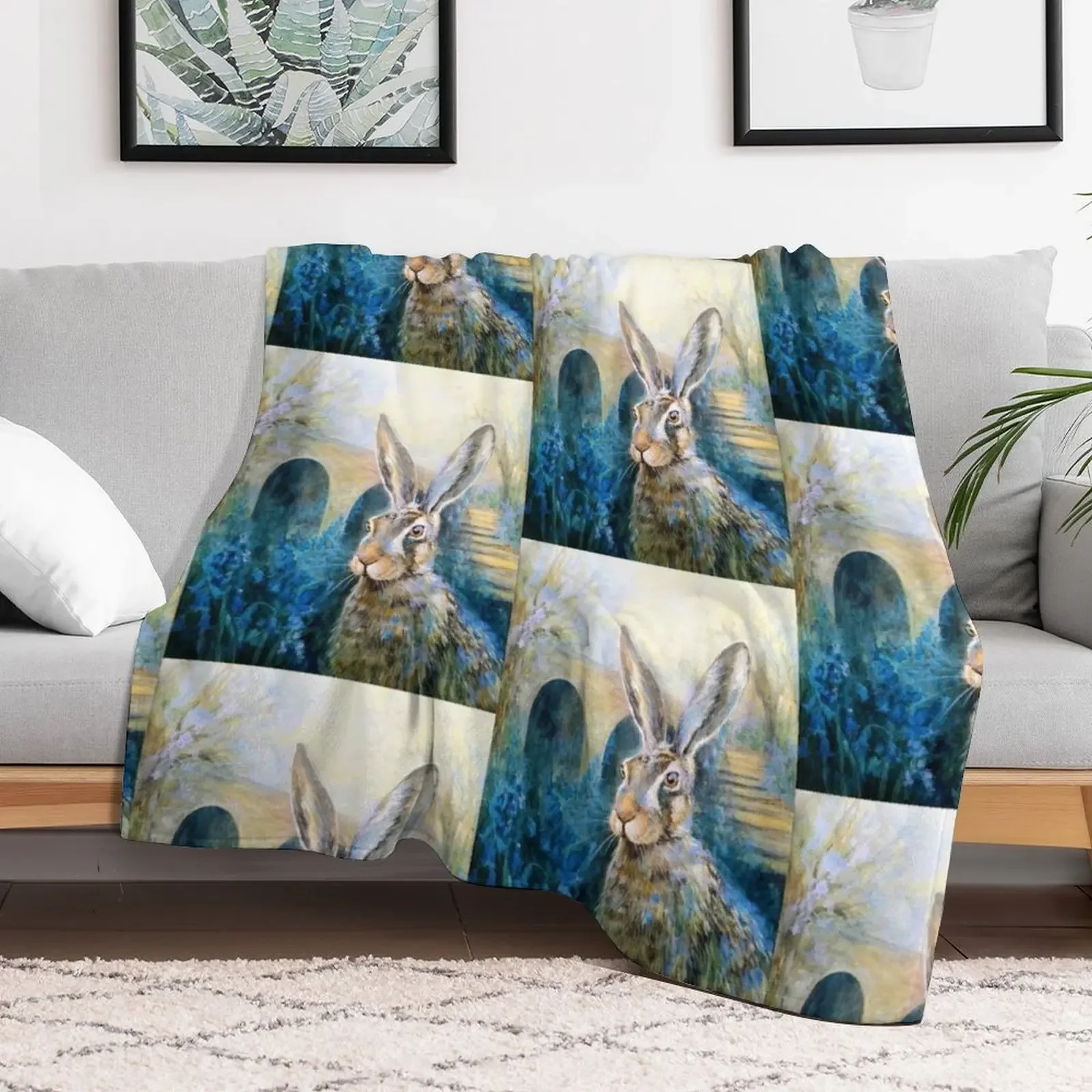Bluebell Hare Throw Blanket Multi Use Warm Blanket for Living Room Bedroom
