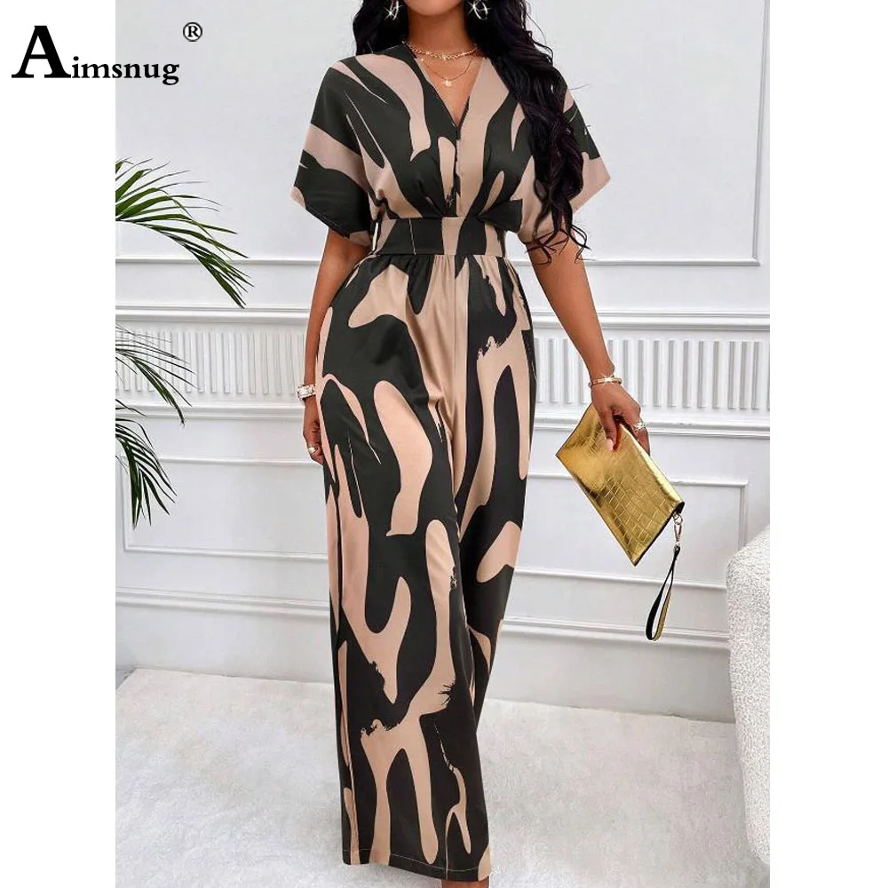 American and European Fashion 3D Print Jumpsuits Women Wide Leg Trouser Plus Size Female Vintage Strappy Waist Lace-up Bodysuits