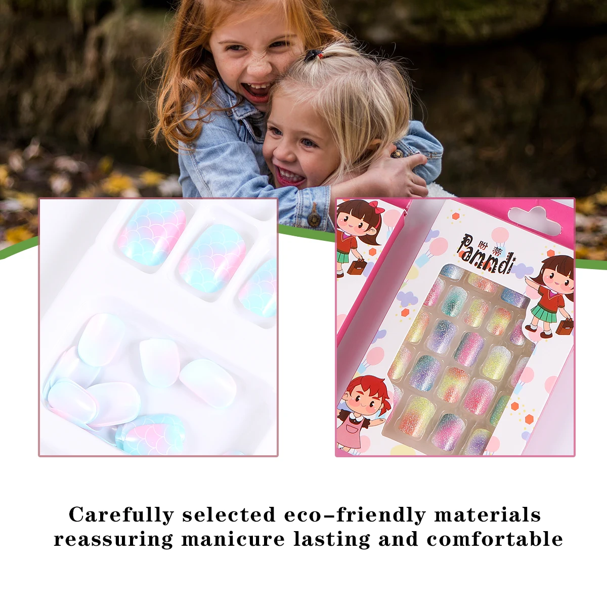 

48 Pcs Children Artificial Nails Lovely Manicure Fake Nails for Kids Parties Christmas Halloween Birthday DIY Nail Art