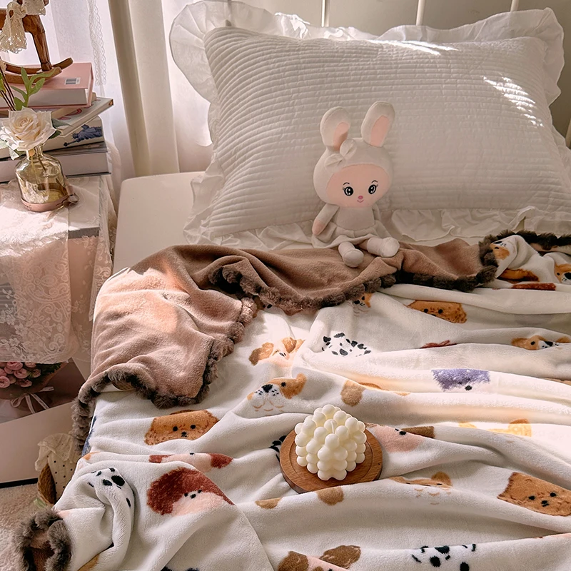1pc Plush Blanket Cartoon Style Sofa Towel Thick Blankets Super Soft Plaids Warm Shawl Blanket Skin-friendly 담요 (No Pillowcase)