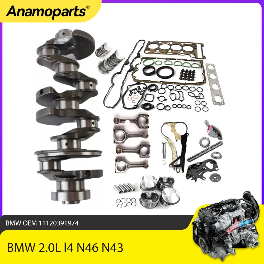 Engine Parts Overhaul Rebuild Gasket Kit Crankshaft Con Rod Pistons Set Fit 2.0 L L4 N46 For BMW 118i 120i 320i E82 E90 E91 2.0L