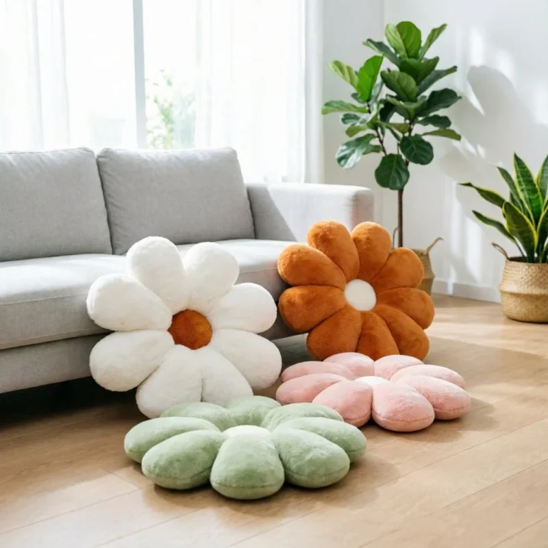 50cm Rabbit Hair Daisy Floor Cushion Flat Bottom Bedhead Pillow Living Room Sofa Ornament Indoor Office Rest Decor Birthday Gift