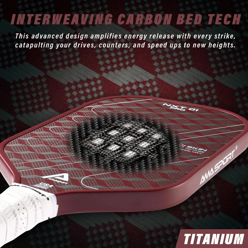 AMASPORT Nieuwe Tech Up-Market Verlengde sterkte 18K Carbon Kevlar NXT01 Pro Skin-Cube Control Pickleball Paddle Maatwerk