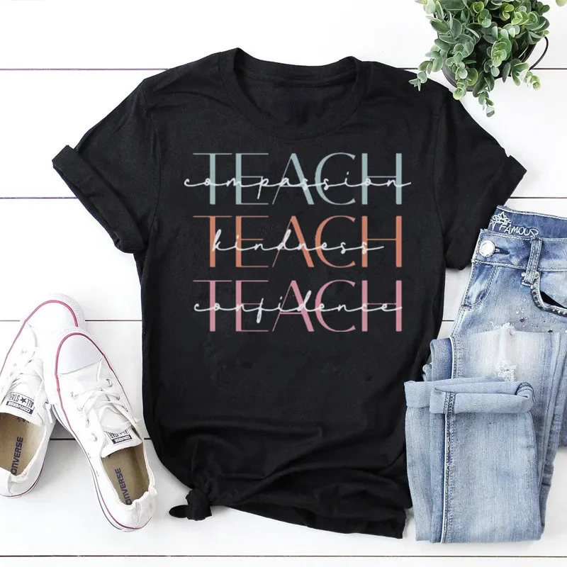 Cute Teach Crewneck Compassion Kindness Appreciation Gifts Short Sleeve Top Tees 100% Cotton 100% Cotton Tshirt y2k Streetwear