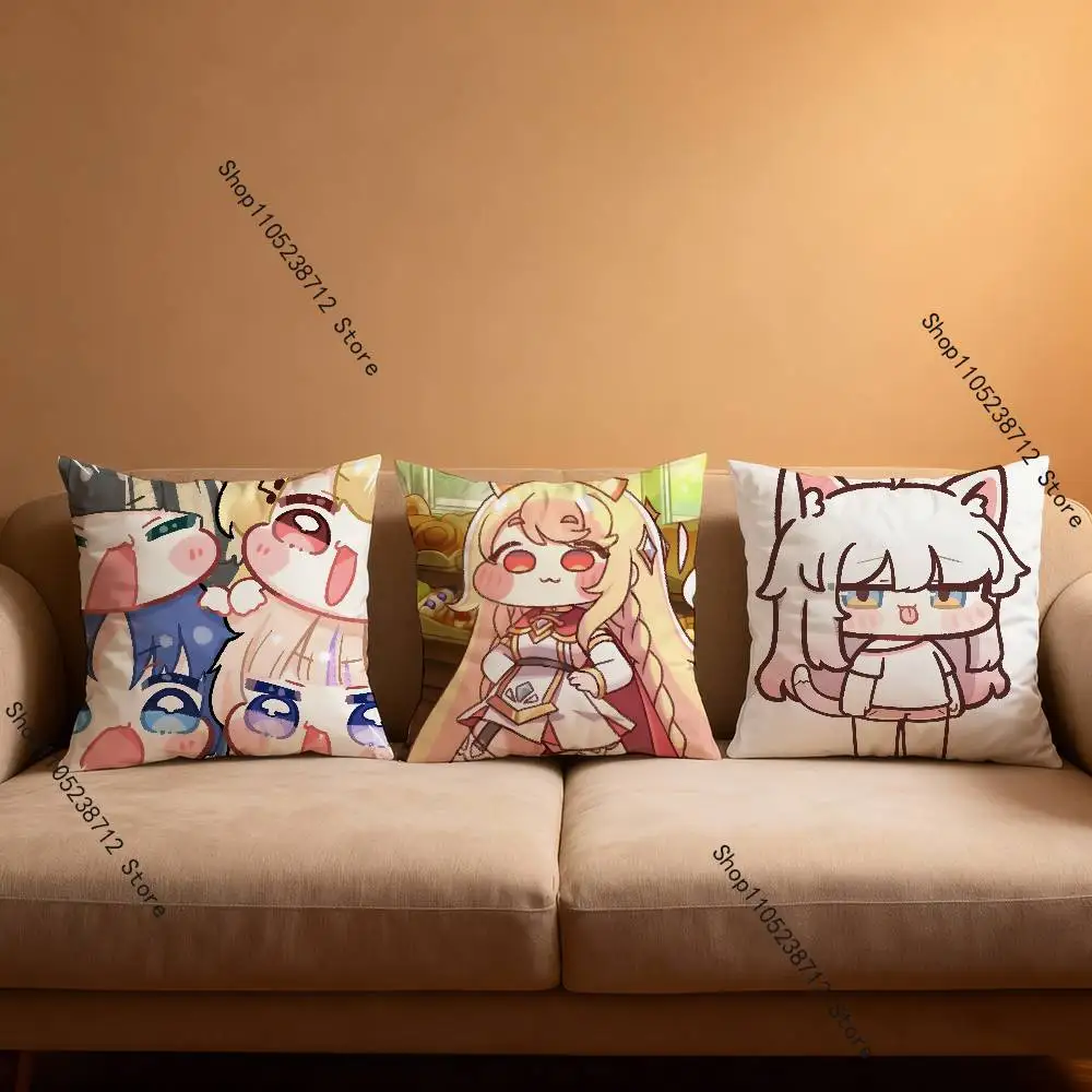 Cute Game T-Trickcal Anime Pillow Case Anti-dustmite Pillowcase Invisible zipper silky short plush Sofa cushion cover
