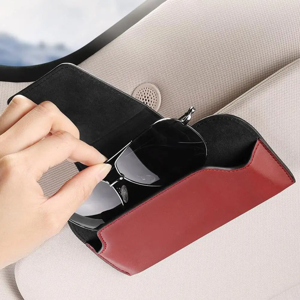Car GlassesCase Visor Nappa Leather Glasses Clip Main Driver Sunglasses Clip Sunglasses Car Storage Box Glasses Frame