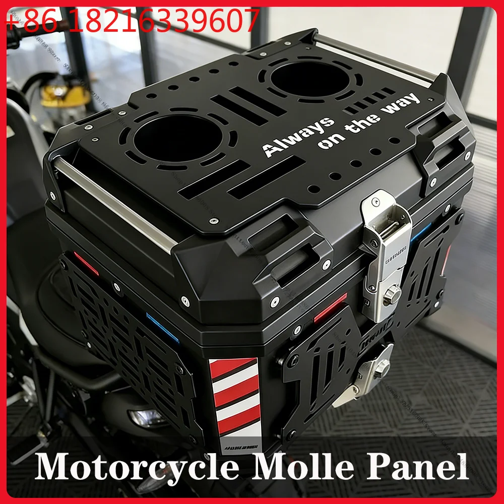 YAO 1PCS Motorcycle Top Case Molle Panel Quick-Mounting aluminum alloy Tactical Storage Box Universal Side Box Modular Organizer
