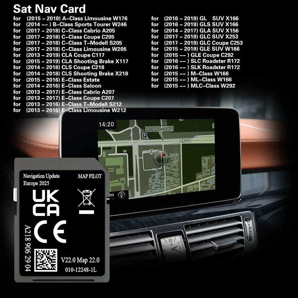 Compatibility with for Mercedes CLA 2014 Car Sat Nav Navigation 32GB Memory GPS SD Card