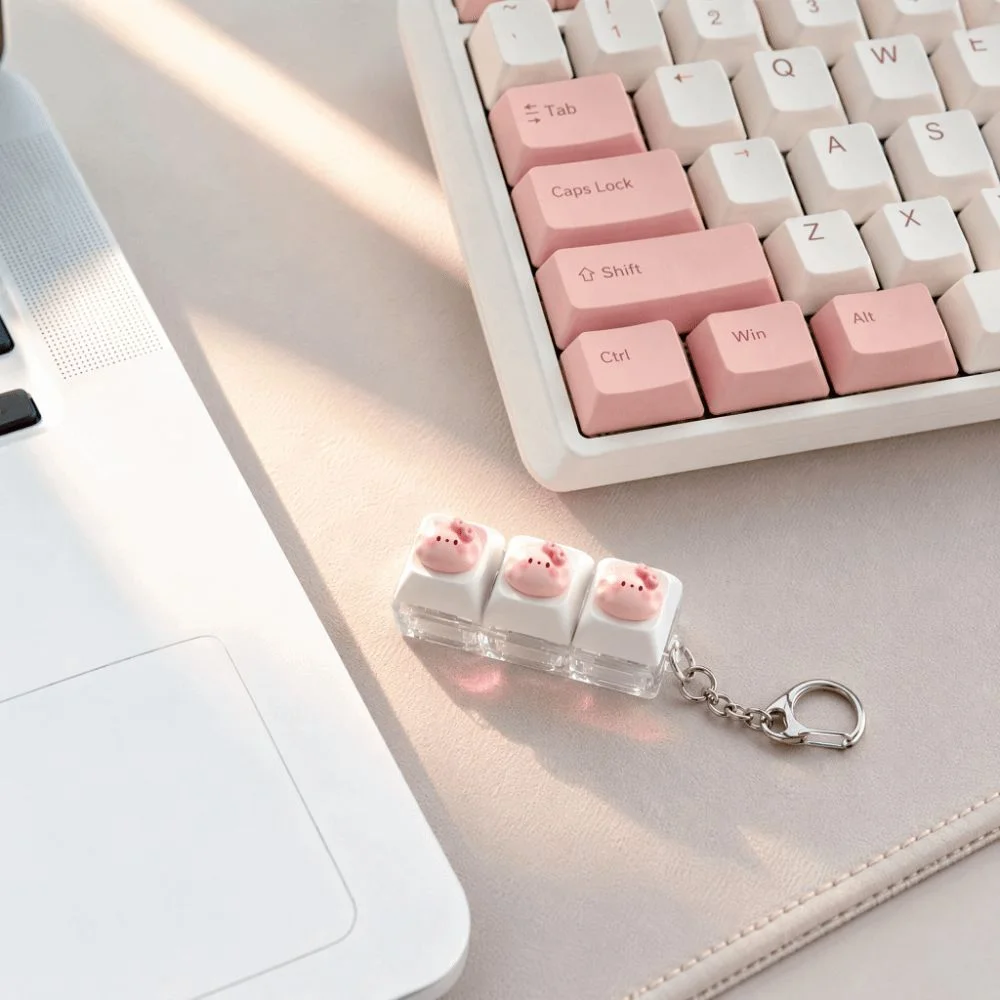 Mini Size Fidget Switch Tester Keychain Portable Design Texture Stress Relief Finger Press Kawaii Cat Shape Mechanical Switch