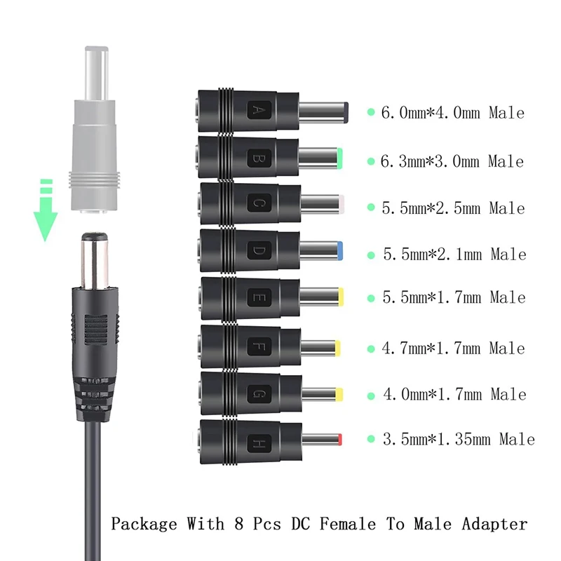 RGEEK USB 케이블 부스트 컨버터 스텝업 코드, 8 개 커넥터 케이블, 와이파이 12V 라우터 모뎀 선풍기 보조베터리, 5.5x2.1mm, 5V, 9V, 12V