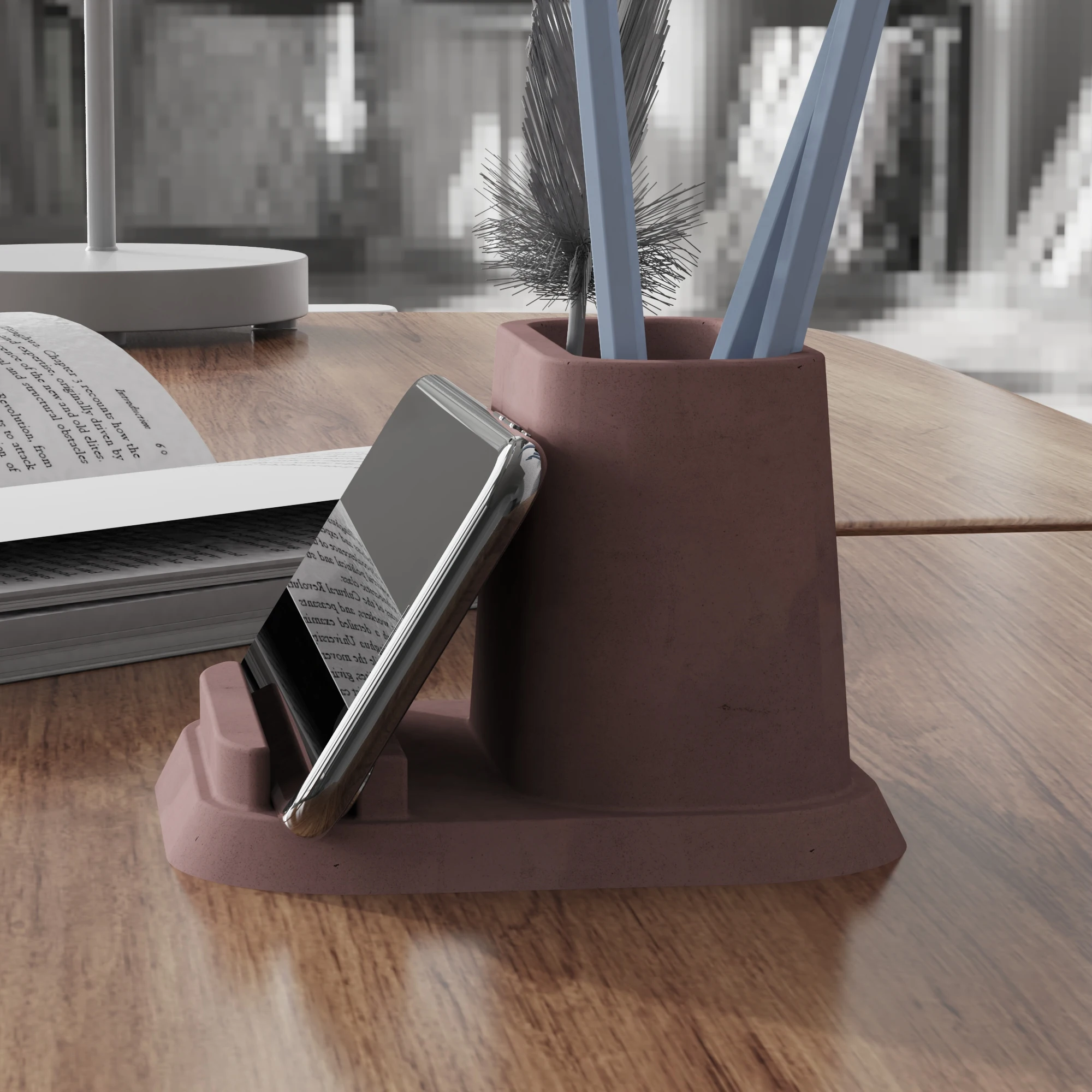 Multi-functional Cement Pen Holder Silicone Mold, Creative Concrete Mobile Phone Stand, Office Storage Desk Decoration Mold - Image 4