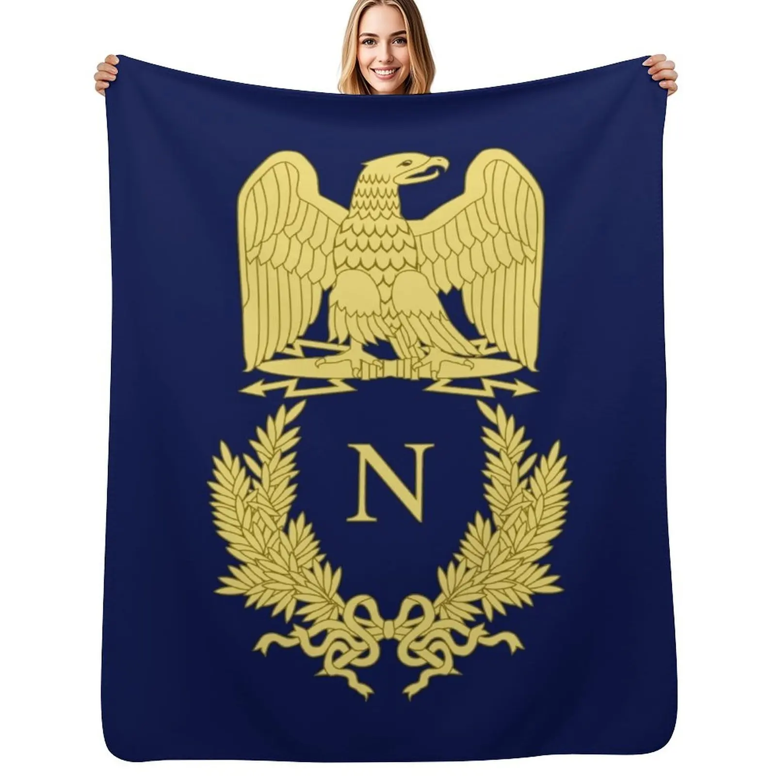 

Emblème de Napoléon Bonaparte Throw Blanket Faux Fur Soft Warm Blanket for Bed