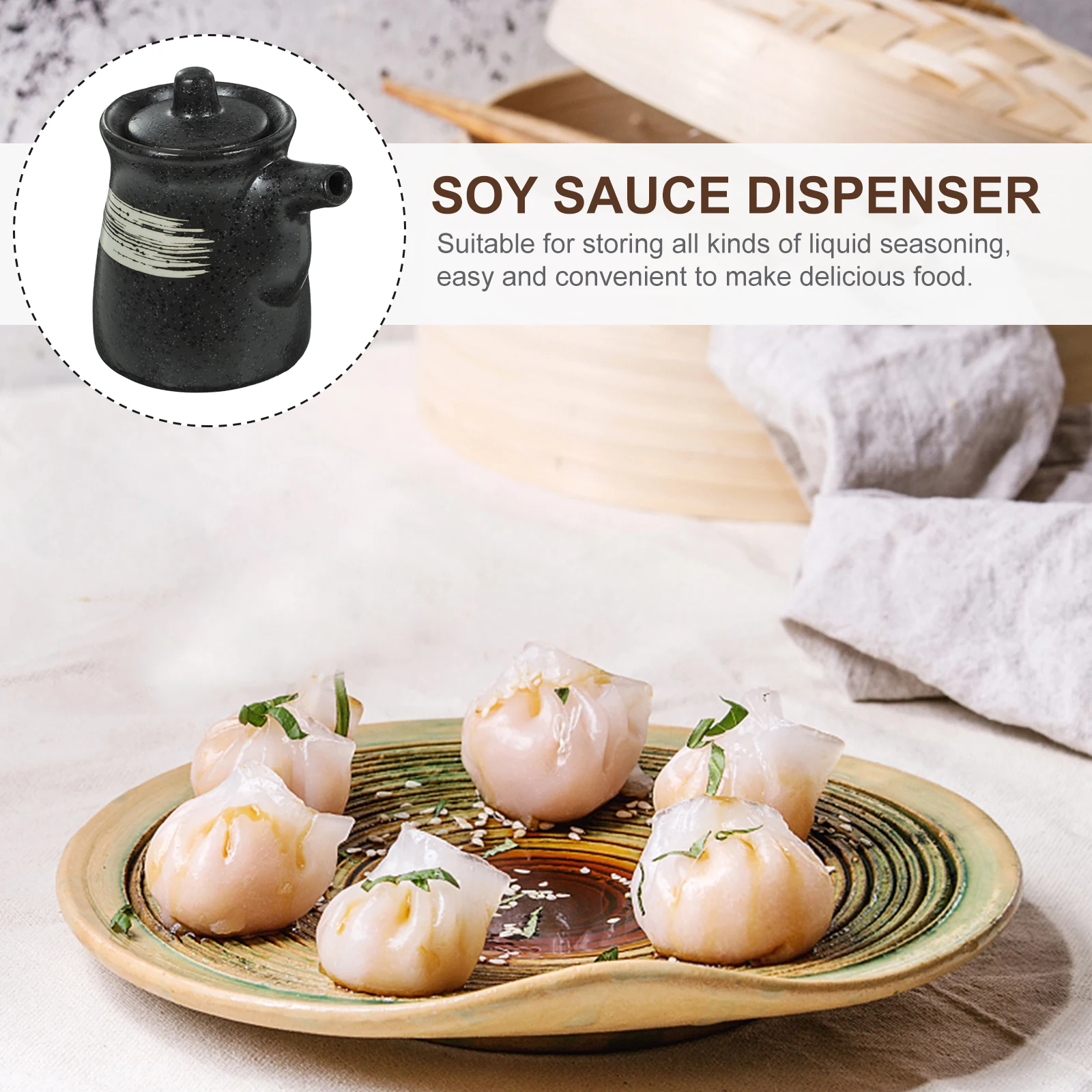 

2Pcs Decorative Vinegar Dispenser Ceramic Soy Sauce Bottle Kitchen Seasoning Holder Oil Storage Jar Fine Workmanship Fall Proof
