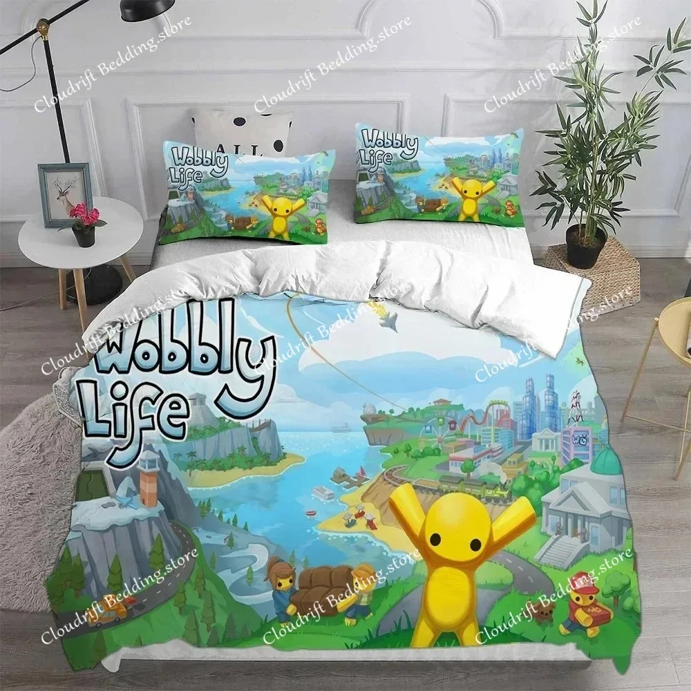 Exquisite 3D W-Wobbly L-Life Wallpaper Game Anime Print Bedding Set Duvet Cover Comforter Bed Youth Girls Boys Gift