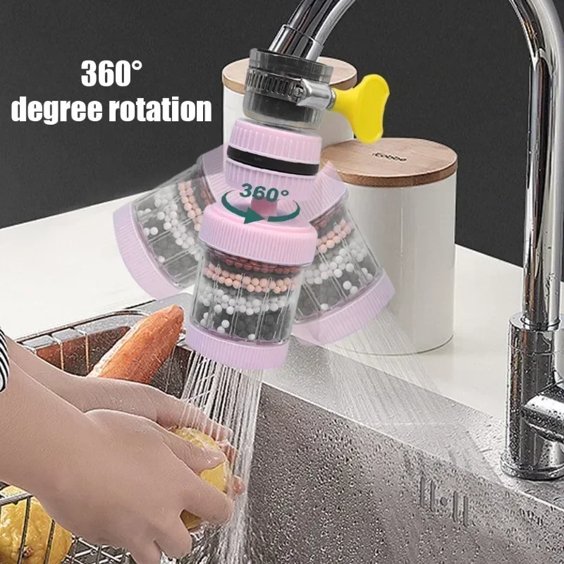 6-layers Water Filter Tap Purifier Aerator Splash Nozzle Mixer Bubbler Kitchen Bathroom Faucet 360° Rotation Universal Faucet