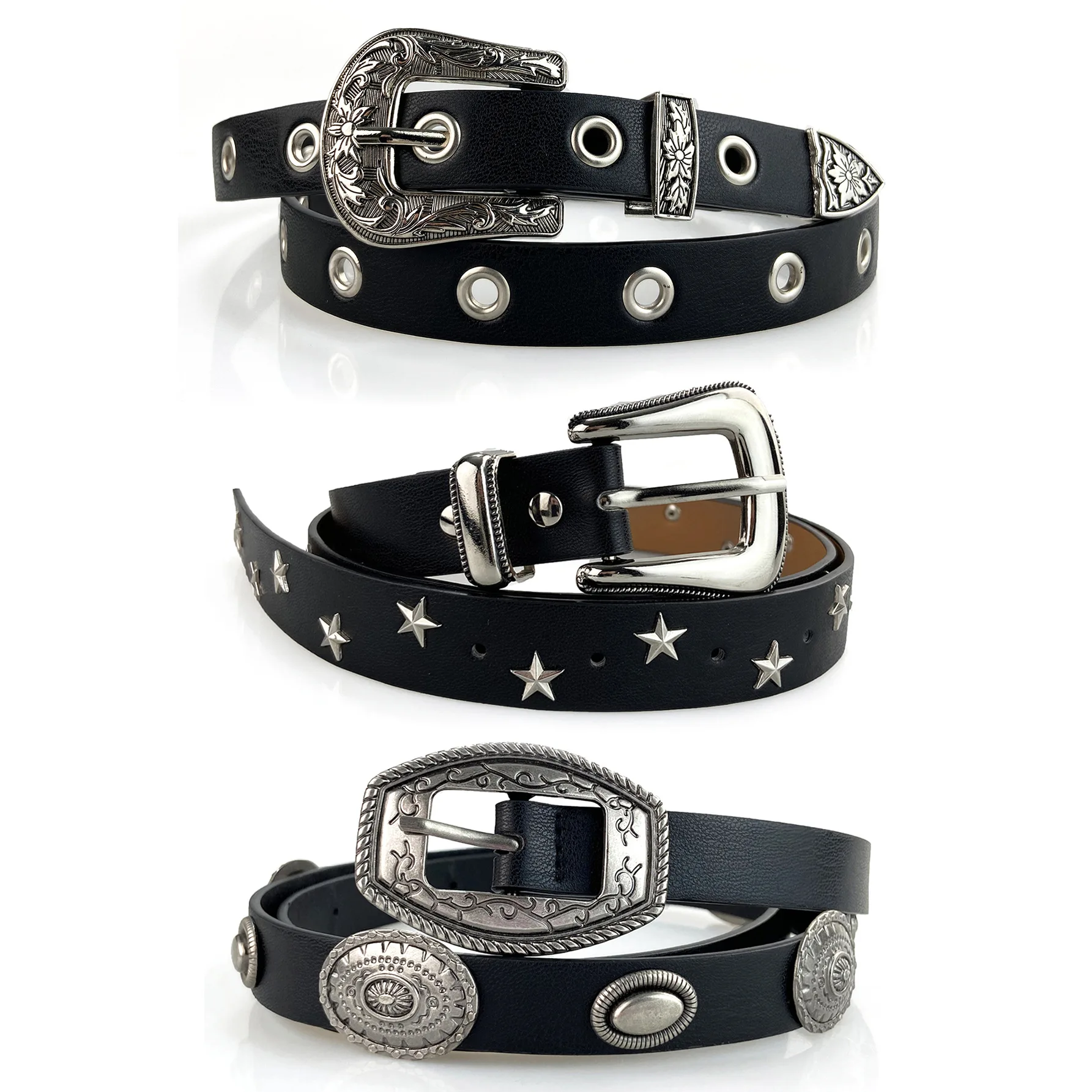 Fashion Metal Buckle Leather Belt for Woman Goth Punk Style Waist Belt Man Casual Style Waistband for Jeans Accessories