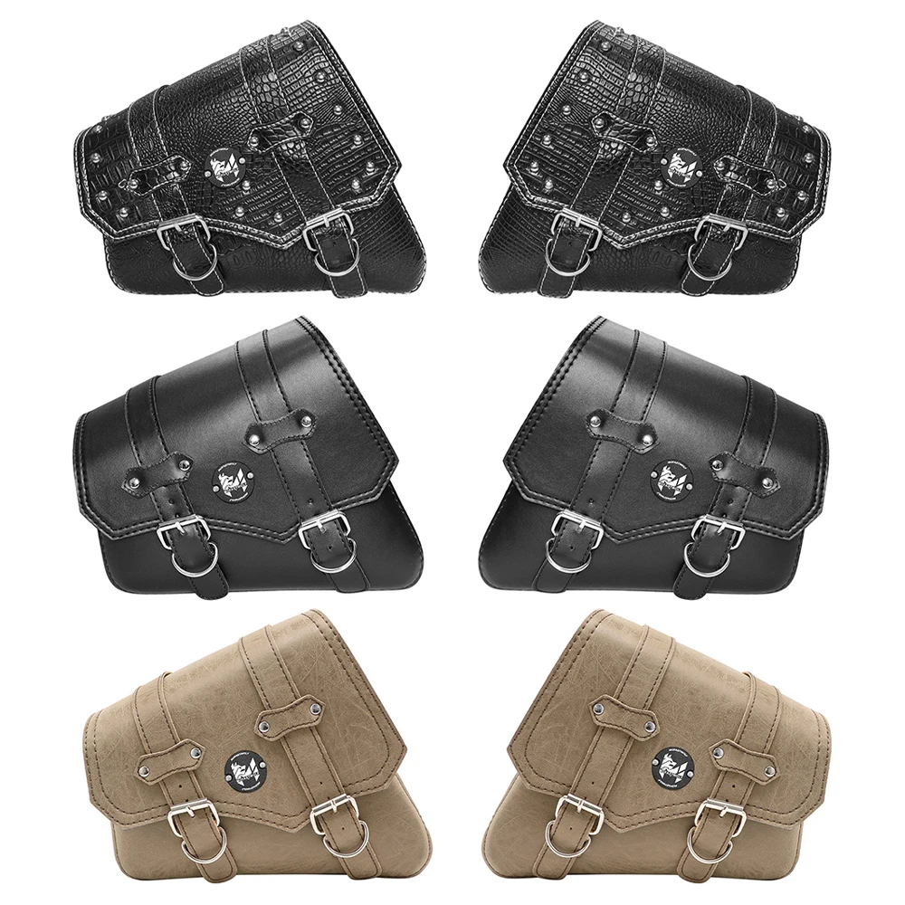 Motorcycle Saddlebag Leather Tool Luggage Side Bags Storage For Harley Sportster XL 1200 883 Cafe Racer Dyna Touring Softail FLH