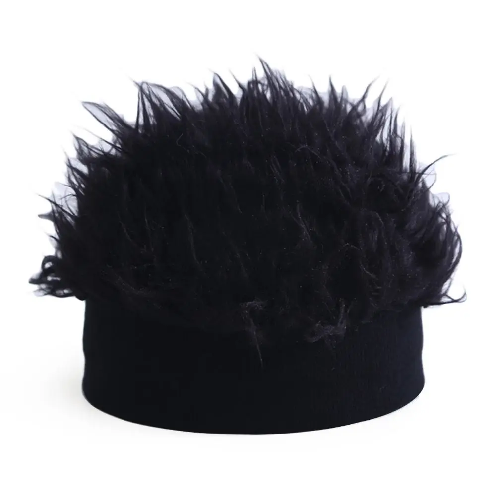 Portable Funny Wig Hat Elastic Knitted Beanies Cap Personality Cool Hair Integrated Headwear Children