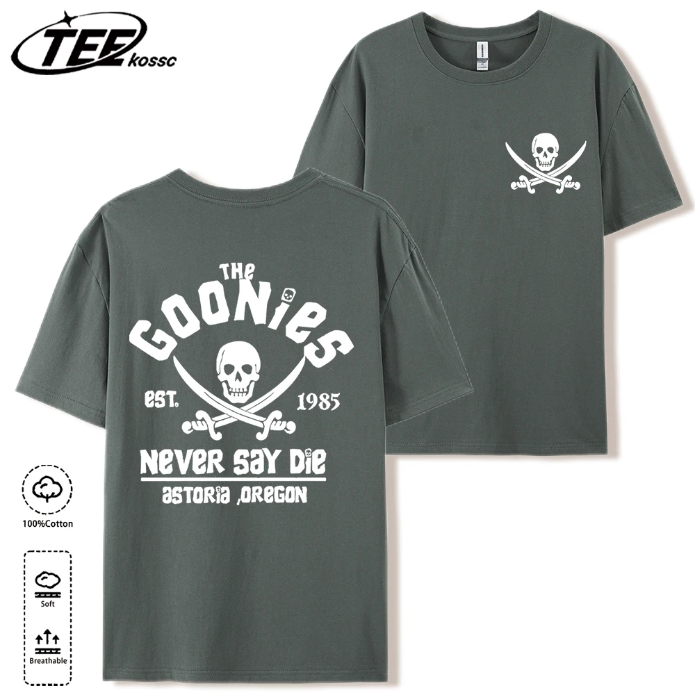 The Goonies Skeleton Printing T Shirts Men Summer Cotton T-Shirt Hip Hop Loose Streetwear Unisex All-Match Casual Clothing