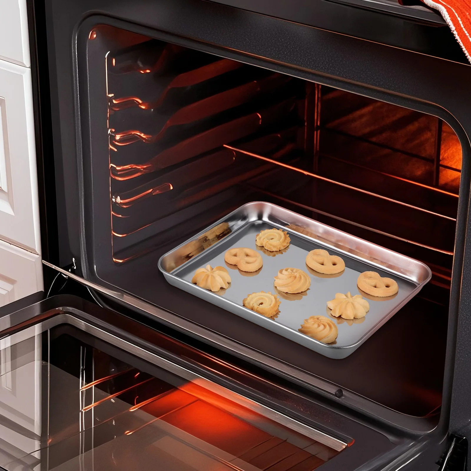 

1 Set Stainless Steel Sheet With Wire Rack Cooling Tray For Oven Baking Roasting Frying Drain Oil Multi-Functional Baking Set