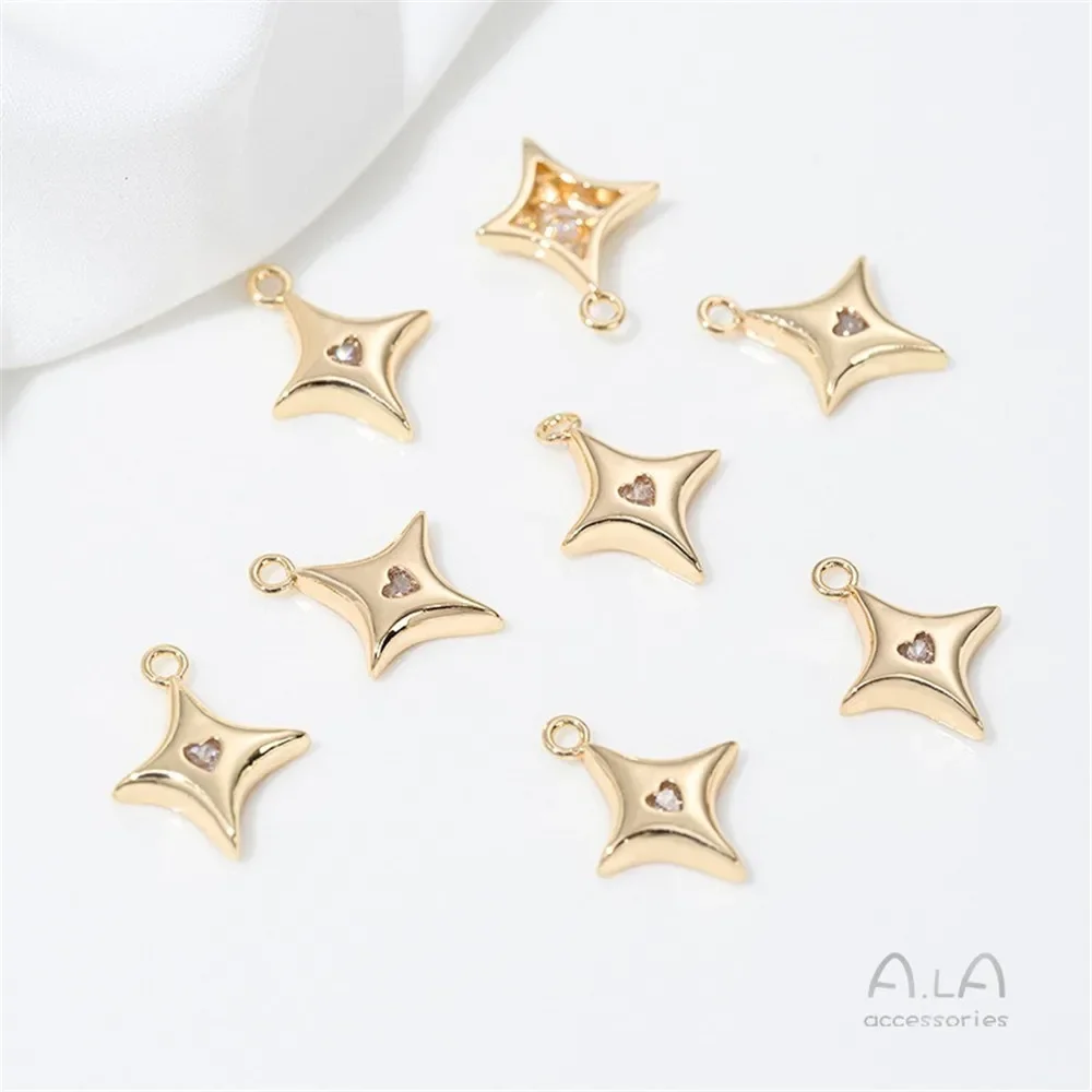 

14K Gold-plated Inlaid Zircon Planet Galaxy Cross Mango Pendant DIY Bracelet Necklace Jewelry Charm Pendant