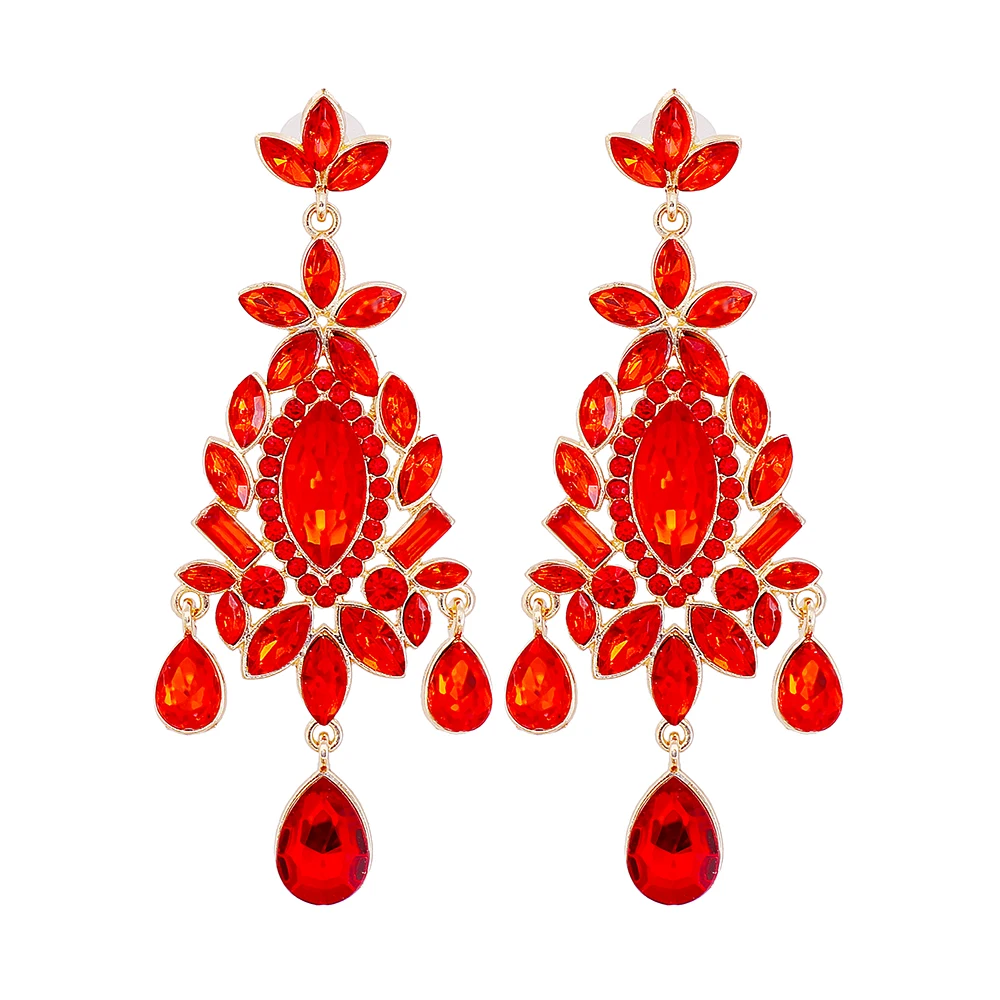 New Arrival Red Crystal Metal Statement Earrings High Quality Fashion Cartoon Dangle Earring For Women Jewelry