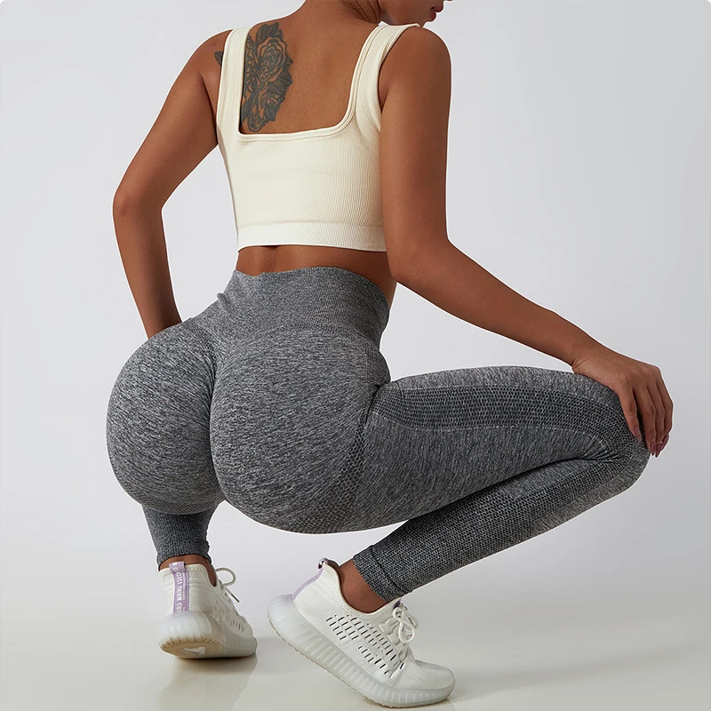 Leggings de sport sans couture pour femmes, pantalons de yoga taille haute respirants, pantalons d'entraînement assiste pour la course, le fitness et la gymnastique