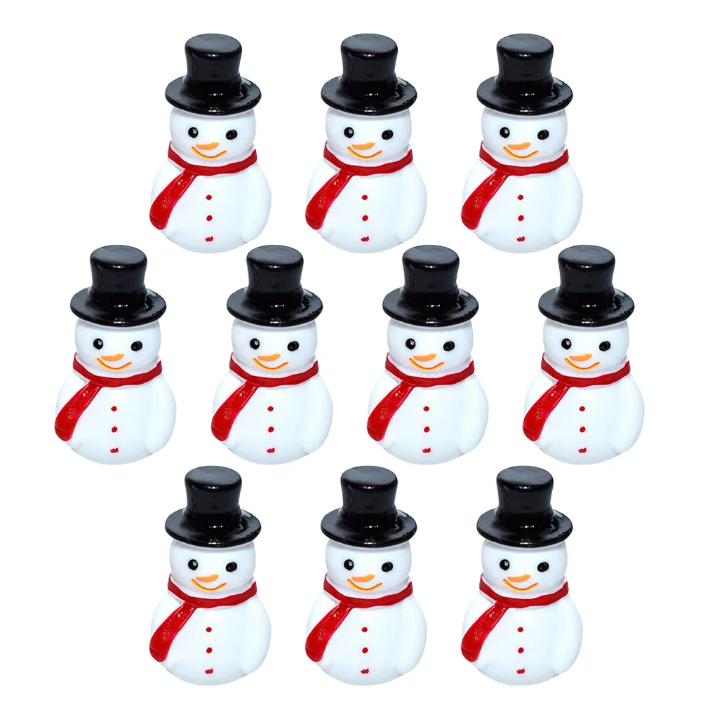 10 Pcs Mini Snowman DIY Christmas Decorations Resin Ornaments Luxury Joyful Xmas Craft Micro Landscape Adornment