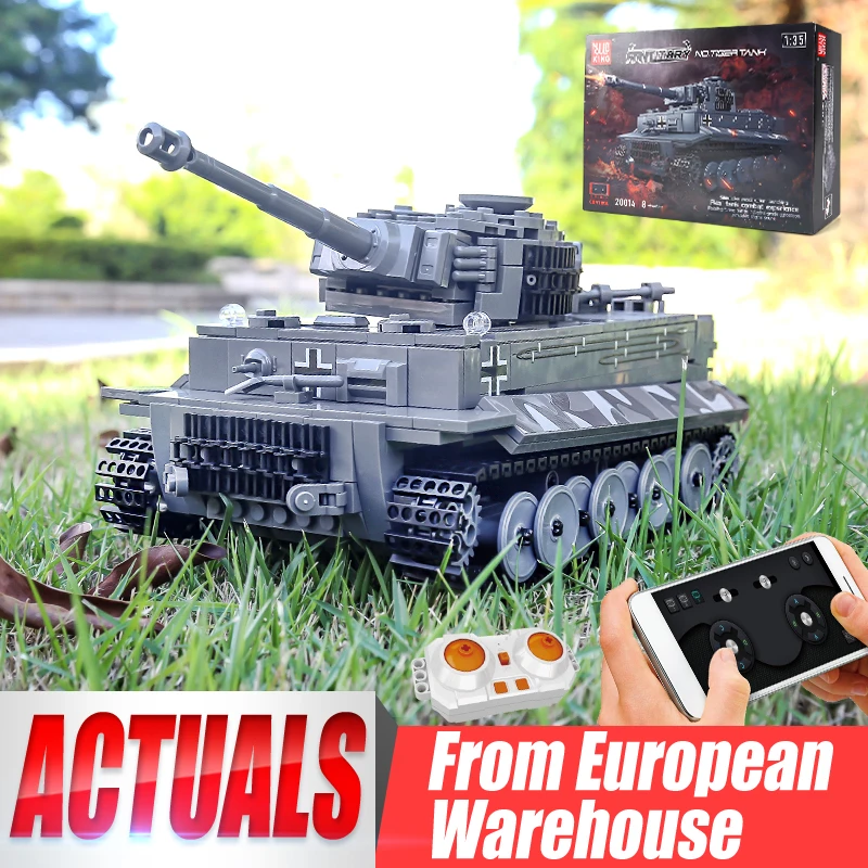 Mould King Military RC Tank Building Blocks The German Tiger Heavy Remote Control Tank Track Construction Model Toys for Boy