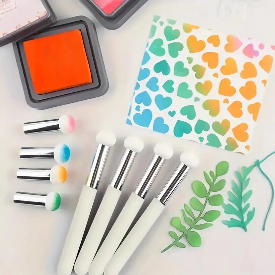 4Pcs/set Mini Paper Pouncers Soft Ink Sponge Applicators For DIY Scrapbooking Direct Inking On Intricate Crafts Projects Easily